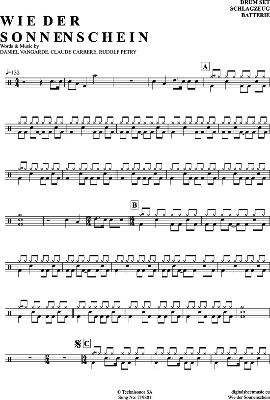 Wie Der Sonnenschein (Drums) (Schlagzeug) von Michael Holm