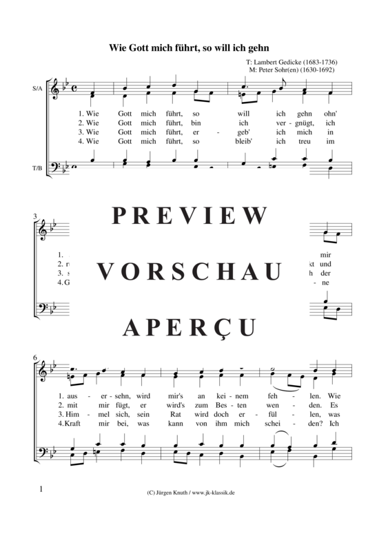 Wie Gott mich f hrt so will ich gehn (Gemischter Chor) (Gemischter Chor) von Peter Sohr(en)