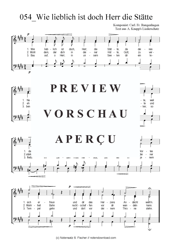 Wie lieblich ist doch Herr die St tte (Gemischter Chor) (Gemischter Chor) von Carl. Fr. Rungenhagen Text aus A. Knapp s Liederschatz