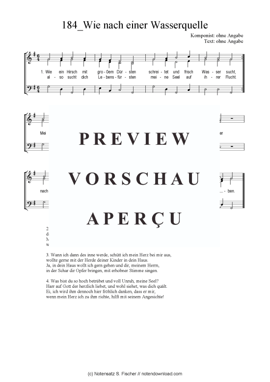 Wie nach einer Wasserquelle (Gemischter Chor SAB) (Gemischter Chor (SAB)) von unbekannter Verfasser