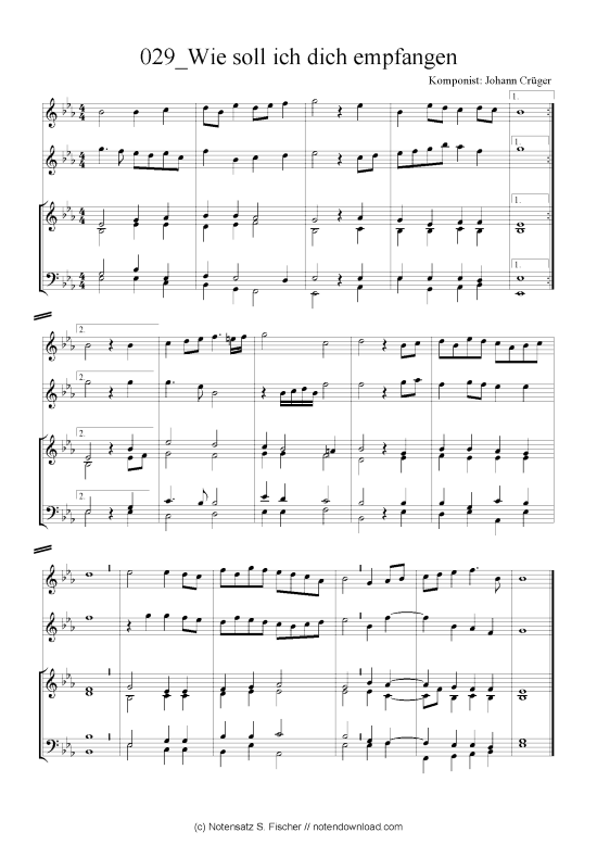Wie soll ich dich empfangen (Quartett in C) (Quartett (4 St.)) von Johann Cr ger
