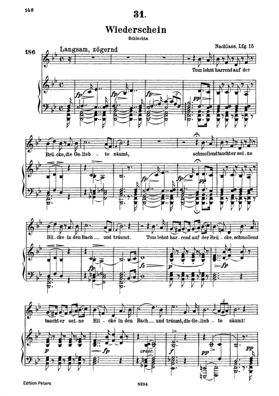 Wiederschein D.639 (Gesang hoch + Klavier) (Klavier  Gesang hoch) von Schubert Franz
