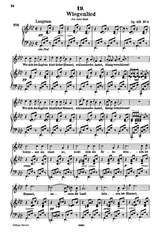 Wiegenlied D.867 Wie sich der Auml uglein (Gesang hoch + Klavier) (Klavier  Gesang hoch) von Schubert Franz