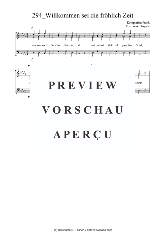 Willkommen sei die fr hlich Zeit (Gemischter Chor SAB) (Gemischter Chor (SAB)) von Frank