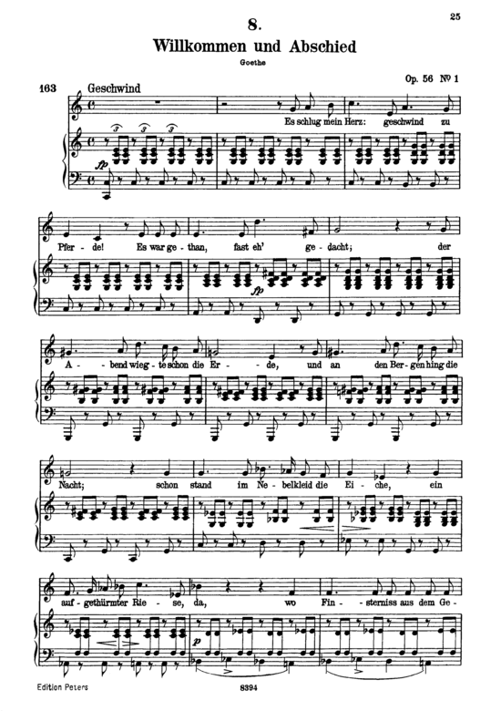 Willkommen und Abschied D.767 (Gesang hoch + Klavier) (Klavier  Gesang hoch) von Schubert Franz
