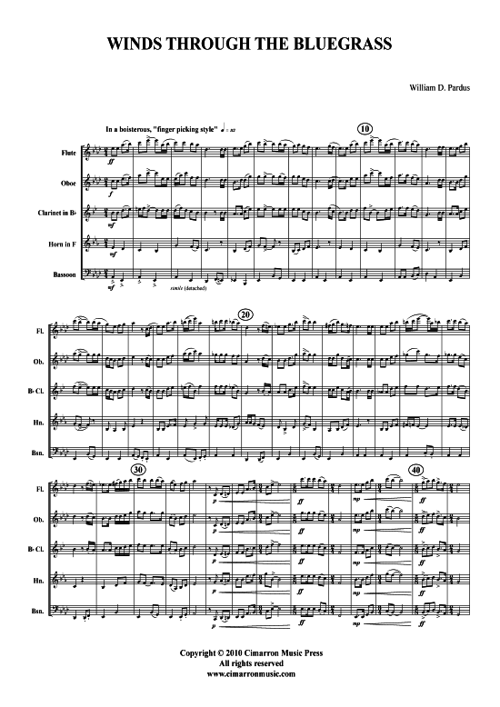 Winds Through the Bluegrass (Holzbl auml ser-Quintett) (Quintett (Holzbl ser)) von William D. Pardus