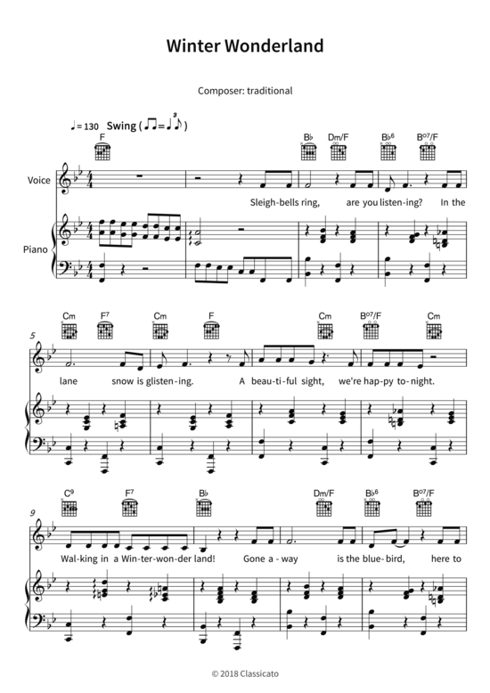 Winter Wonderland (Gesang + Klavier Gitarre) (Klavier Gesang  Gitarre) von traditional