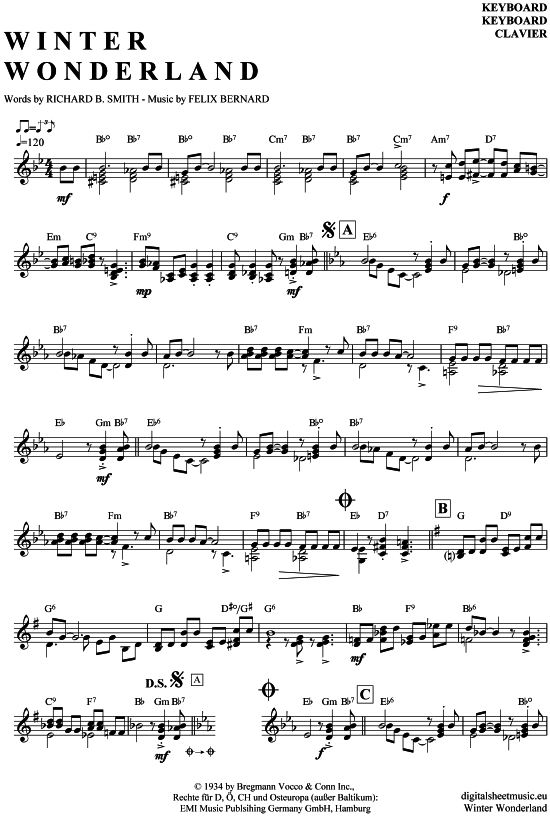 Winter Wonderland (Keyboard) (Keyboard) von Bing Crosby (Big Band Fassung)