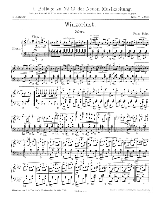 Winzerlust (Klavier Solo) (Klavier Solo) von Franz Behr