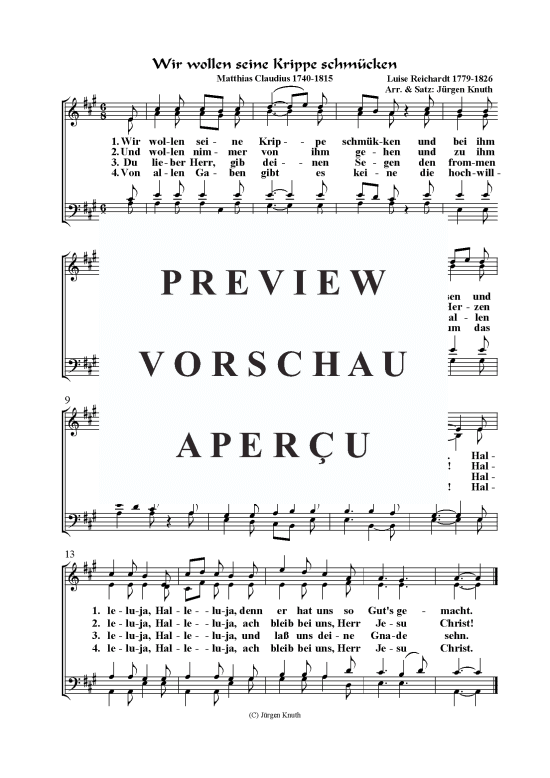 Wir wollen seine Krippe schm cken (Gemischter Chor) (Gemischter Chor) von Luise Reichardt 1779-1826 Arr. Satz J rgen Knuth
