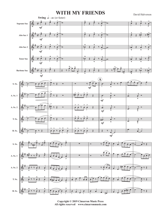 With My Friends (Saxophon Quintett SAATB) (Quintett (Saxophon)) von David Halvorson