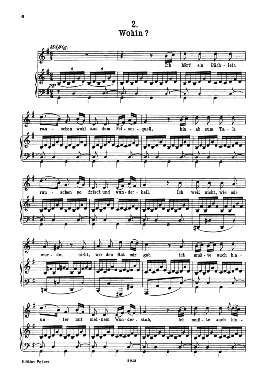 Wohin D.795-2 (Die Sch ouml ne M uuml llerin) (Gesang hoch + Klavier) (Klavier  Gesang hoch) von Franz Schubert