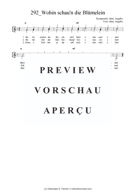 Wohin schau n die Bl melein (Gemischter Chor SAB) (Gemischter Chor (SAB)) von 