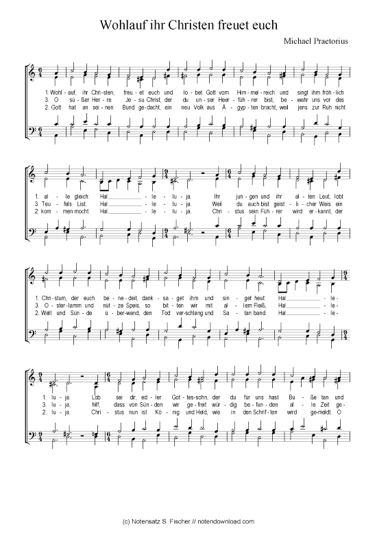 Wohlauf ihr Christen freuet euch (Gemischter Chor) (Gemischter Chor) von Michael Praetorius