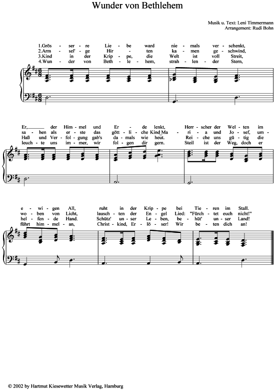 Wunder von Bethlehem (Klavier  Gesang) von Leni Timmermann (1901-1992)
