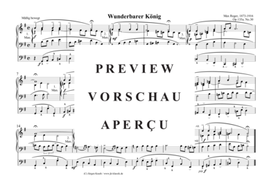 Wunderbarer K nig Op.135a. No.30 (Orgel Solo) (Orgel Solo) von Max Reger