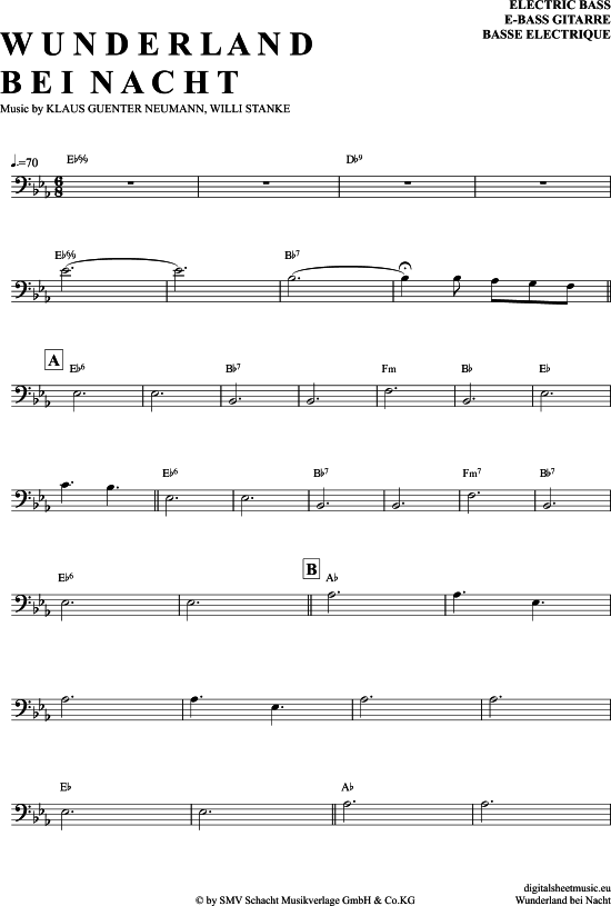 Wunderland Bei Nacht (E-Bass) (E Bass) von Bert Kaempfert