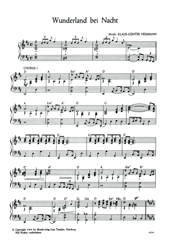 Wunderland bei Nacht (Klavier Solo) (Klavier Solo) von Bert Kaempfert (1959)