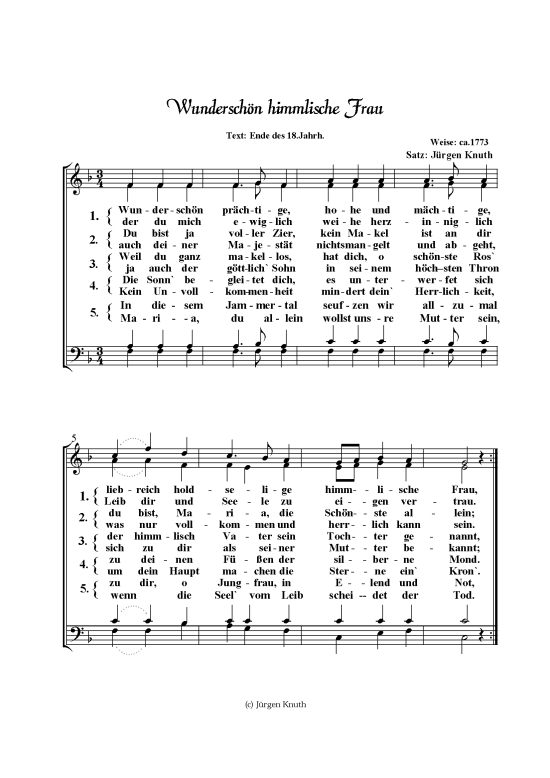 Wundersch n himmlische Frau (Gemischter Chor) (Gemischter Chor) von Satz J rgen Knuth
