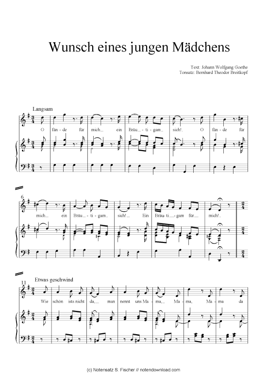 Wunsch eines jungen M dchens (Klavier + Gesang) (Klavier  Gesang) von Goethes Leipziger Liederbuch