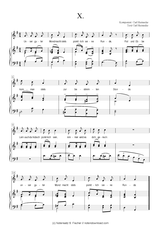 X (Klavier + Gesang) (Klavier  Gesang) von Carl Reinecke  Carl Reinecke