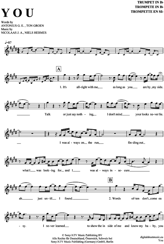 You (Trompete in B) (Trompete) von Ten Sharp