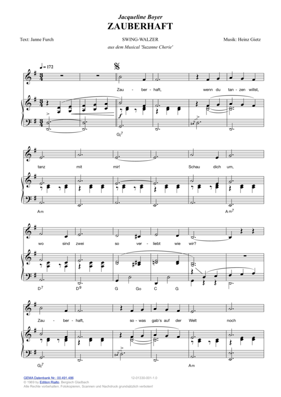 Zauberhaft (Klavier + Gesang) (Klavier Gesang  Gitarre) von Jacqueline Boyer