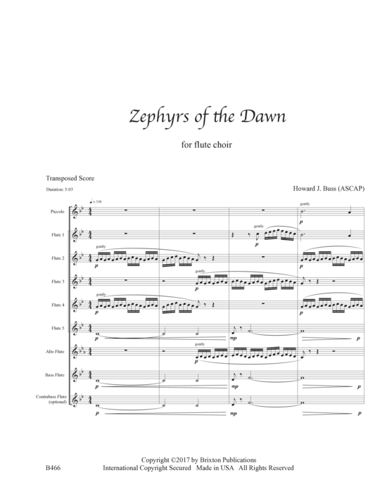 Zephyrs of the Dawn (Fl tenchor) (Ensemble (Holzbl ser)) von Howard J. Buss 