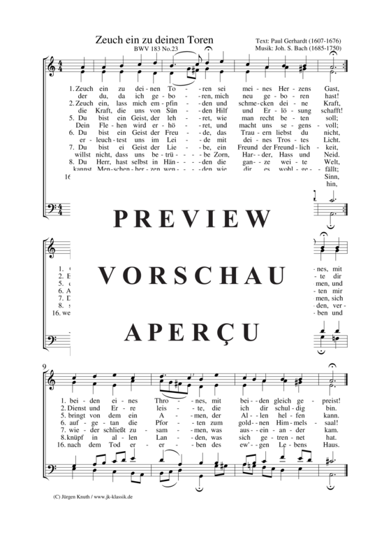 Zeuch ein zu deinen Toren BWV 183 No.23 (Gemischter Chor) (Gemischter Chor) von Johann Seb. Bach