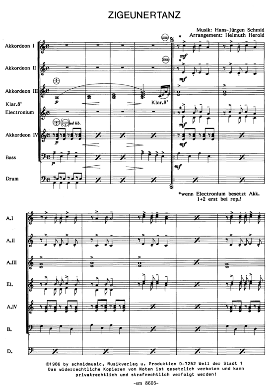 Zigeuner Tanz (Akkordeonorchester) Partitur (Akkordeonorchester) von Helmuth Herold