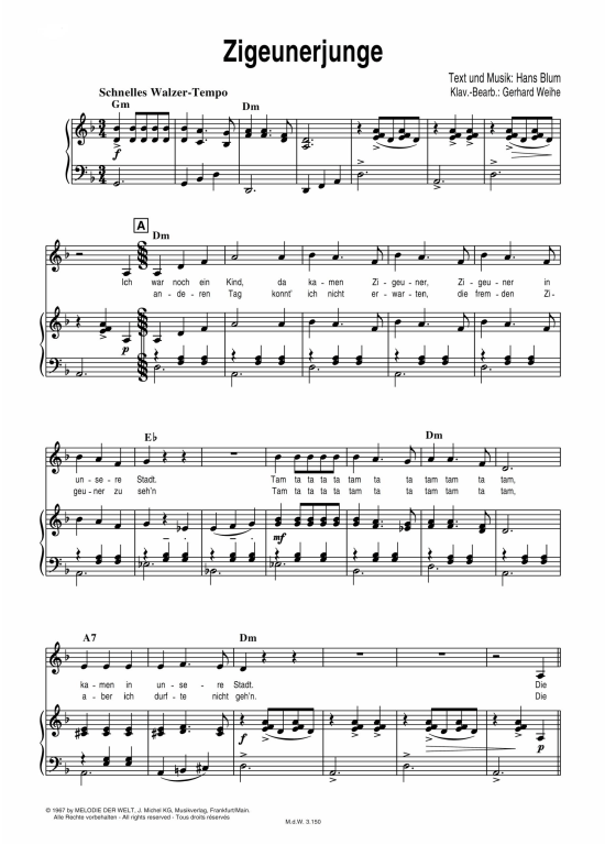 Zigeunerjunge (Klavier + Gesang) (Klavier Gesang  Gitarre) von Alexandra