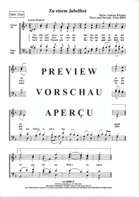 Zu einem Jubelfest (Gemischter Chor) (Gemischter Chor) von Franz Biebl
