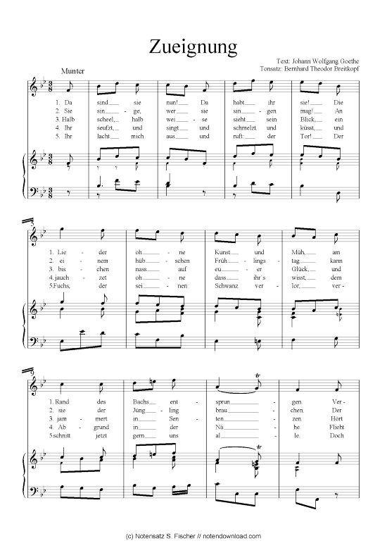 Zueignung (Klavier + Gesang) (Klavier  Gesang) von Goethes Leipziger Liederbuch