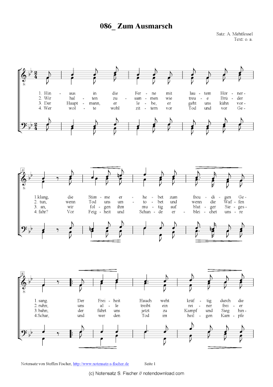 Zum Ausmarsch (M nnerchor) (M nnerchor) von A. Mehtfessel 