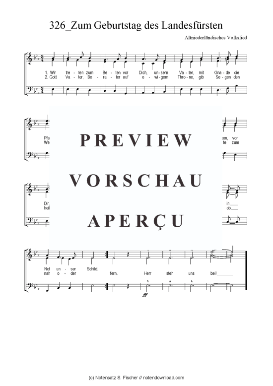 Zum Geburtstag des Landesf rsten (Gemischter Chor SAB) (Gemischter Chor (SAB)) von Altniederl ndisches Volkslied