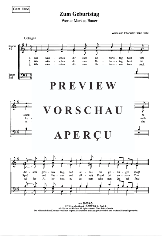 Zum Geburtstag (Gemischter Chor) (Gemischter Chor) von Franz Biebl