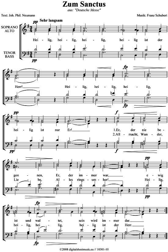 Zum Sanctus (Heilig heilig) (Gemischter Chor) (Gemischter Chor) von Franz Schubert