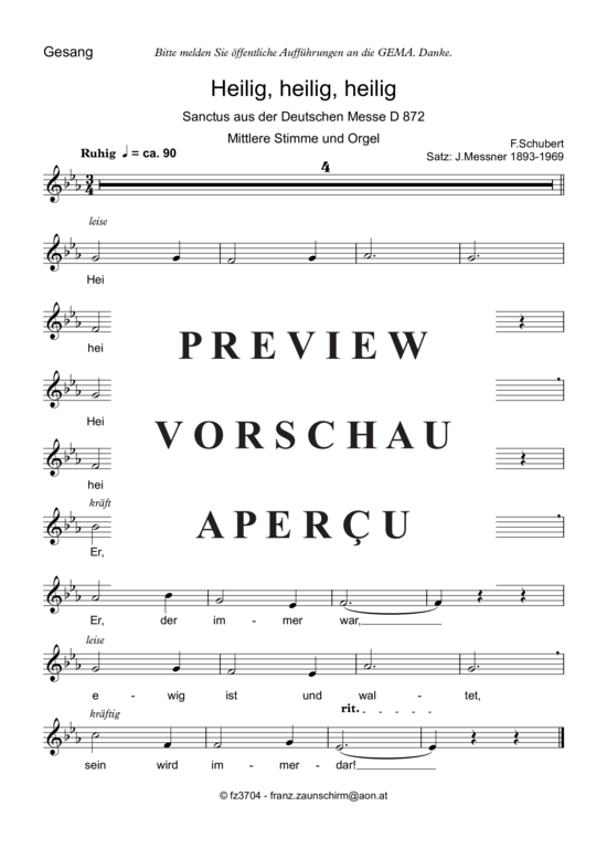 Zum Sanctus (Heilig heilig) (Mezzo-Sopran Solo + Orgel-Playback) (Orgel  Gesang) von Franz Schubert (Zaunschirm)
