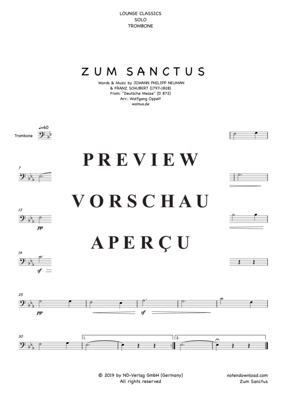 Zum Sanctus (Posaune Solo) (Posaune) von Franz Schubert (arr. WO)