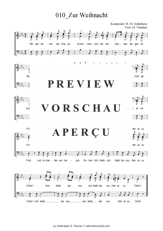 Zur Weihnacht (Gemischter Chor SAB) (Gemischter Chor (SAB)) von H. M. Schletterer  M. Claudius