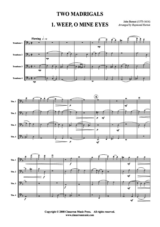 Zwei Madrigale (Posaunen-Quartett) (Quartett (Posaune)) von John Bennet