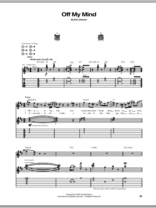 Off My Mind (Guitar Tab) von Eric Johnson