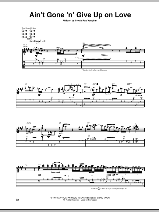Ain't Gone 'n' Give Up On Love (Guitar Tab) von Stevie Ray Vaughan