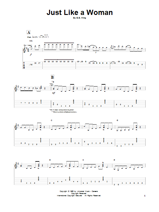 Just Like A Woman (Guitar Tab) von B.B. King