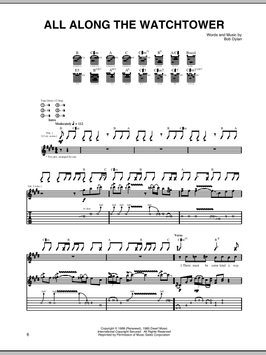 All Along The Watchtower (Guitar Tab) von Jimi Hendrix