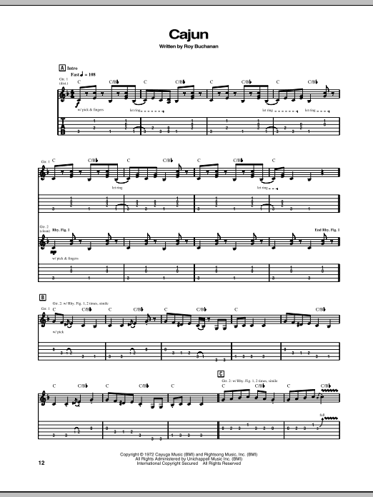 Cajun (Guitar Tab) von Roy Buchanan