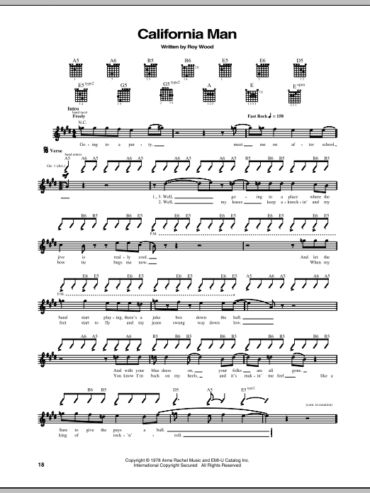 California Man (Guitar Tab) von Cheap Trick