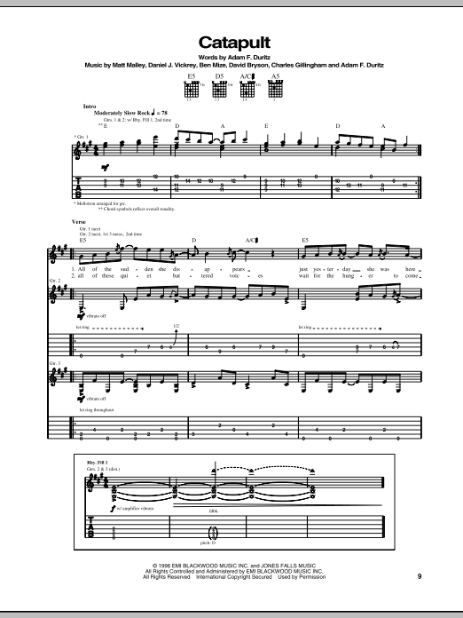 Catapult (Guitar Tab) von Counting Crows