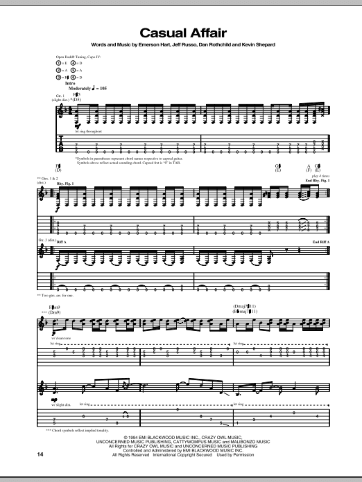 Casual Affair (Guitar Tab) von Tonic