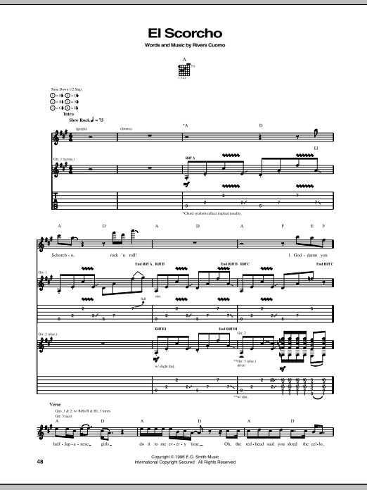 El Scorcho (Guitar Tab) von Weezer